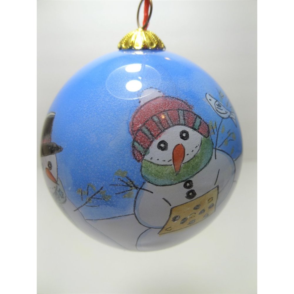 Christmas Ornament Glass Hand Painted On Inside
